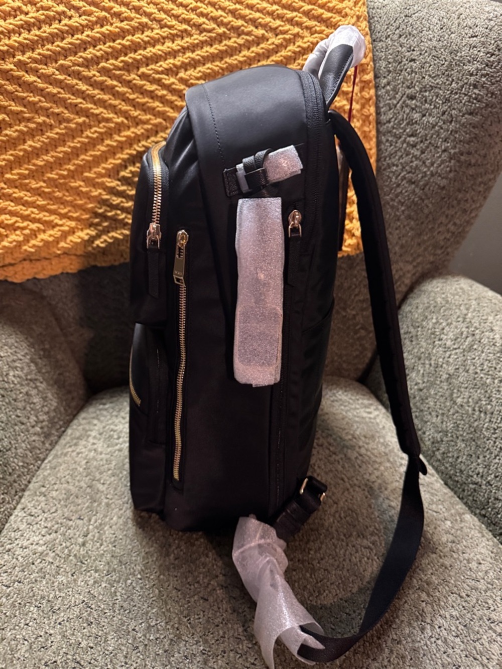 Tumi Black Backpack with Gold Hardware - Picture 8 of 11
